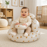 Chaise de bain gonflable pour bébé avec pompe à air intégrée, motif ours, en PVC imperméable, canapé pour nourrisson, vente en gros OEM