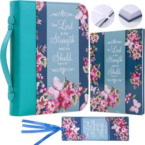 Bolsa organizadora de libros personalizada de muestra gratis para niñas, bolsa de transporte para estudio bíblico, bolsa de mano con correa, estuche bíblico de cuero con marcapáginas - Product Image 3