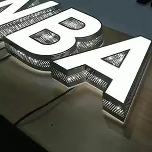 Números de portas LED luzes letras coloridas perfuradas sinal frontlit de aço inoxidável