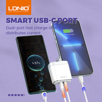 Chargeur rapide double USB-C 35W PD Ldnio A2528C à compatibilité étendue, chargeur super rapide Type-C