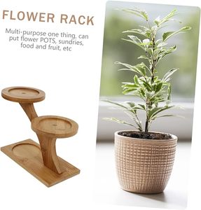 Three-Tier Round Wood Natural Color <b>Desktop</b> Indoor Plant Stand Multi-Layer Design Wooden Pot Holder and <b>Shelf</b> for Storage - Product Image 2