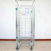 Chariot de stockage robuste et durable à 4 côtés en acier, grande capacité, conteneur en treillis métallique, capacité de charge de 500 kg, OEM
