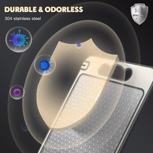 Tabla de Cortar de Acero Inoxidable SS304 de Doble Cara, Resistente a los Arañazos, Ecológica, Reciclable, Color Beige, Apta para Lavavajillas, para Cocina - Product Image 3