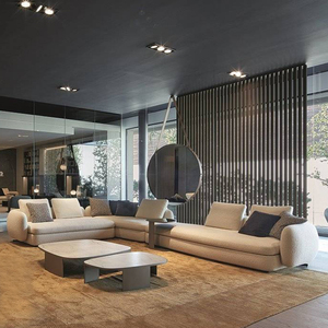 Bộ ghế sofa góc kiểu Normcore Ý, phong cách Poliform Cream, kiểu dáng cong, chất liệu mút xốp. - Product Image 2