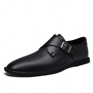 Zapatos Casuales de Hombre con Suela Plana, de Cuero, con Cierre a Presión, Cómodos para Interiores, Hechos a Mano con Cuero Genuino - Product Image 4