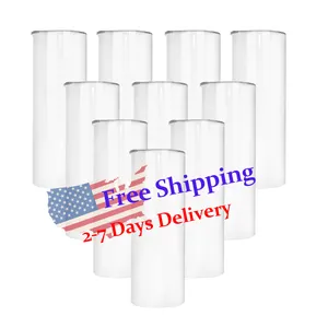 Top Seller US Free Shipping Custom 20oz Stainless Steel Insulated WaterBottles Sublimation Blanks Tumblers Straight