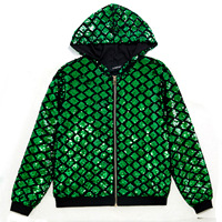 Veste à fermeture éclair à capuche à paillettes pour hommes européens et américains manteau de fête pour Halloween Day Concert et Baseball vestes pour hommes