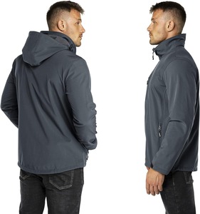 Veste à capuche Softshell élégante pour hommes Protection UV Matériau enduit haute performance Conception à glissière Mode d'utilisation quotidienne - Product Image 3