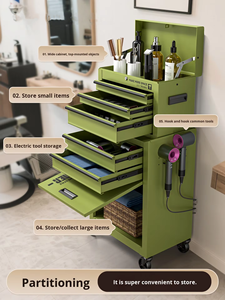 Barber Salon Leather <b>Tool</b> Cart Cabinet Mobile High-end Storage For Barber Shop And Hair Salon - Product Image 2