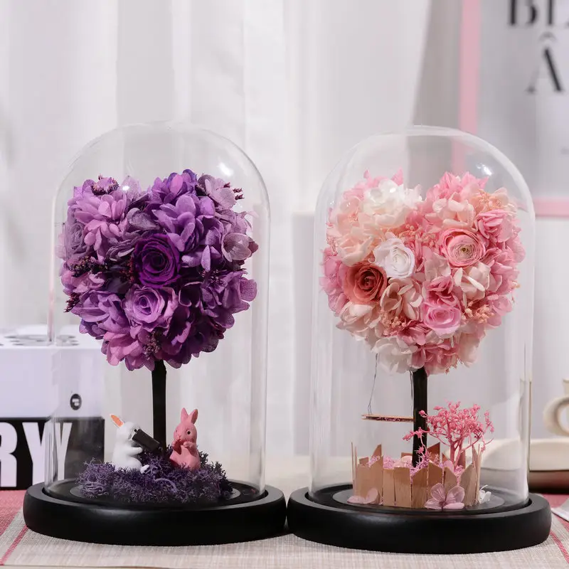 Valentines Day Gift 15*10cm Preserved Rose 50 Colors Forever Stabilized Eternal Roses In Glass Dome For Mothers Day Gifts