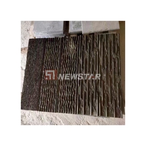 Carrelage mural en <span class=keywords><strong>granit</strong></span> naturel Conception de flûte Villa Extérieur Décoration Surround Stone Carrelage cannelé en cascade de <span class=keywords><strong>granit</strong></span> noir - Product Image 2