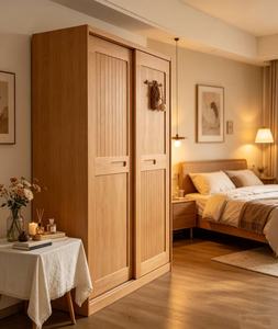 Armario Escandinavo de Madera con Puertas Correderas Estilo Shaker, Mueble de Dormitorio Moderno Independiente de Madera Maciza - Product Image 4