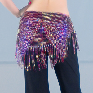 Sexy sciarpa triangolare con paillettes singole con rete di pesce sciarpa avvolta in strass <span class=keywords><strong>gonna</strong></span> per Performance di danza del ventre - Product Image 1