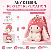 Sac à dos en peluche personnalisé OEM ODM Lapin Fraise, Sac à dos en peluche pour enfants et adultes, Cadeau personnalisé