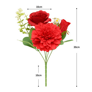 Bouquet de roses artificielles en soie Dongchen Crafts, fleurs de dahlia, décoration de mariage et de maison, fausses roses, fleurs de printemps, 31g - Product Image 5