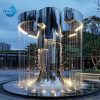 Fontaine d'extérieur moderne en métal pour hôtel, grande fontaine en acier inoxydable, statue d'art déco, fontaine de jardin pour piscine