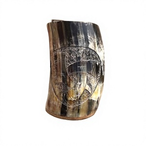 Mug en corne écologique de 400 ml, style américain, gravé à la main, avec couvercle en bambou, léger et portable pour le camping – Vente en gros - Product Image 5
