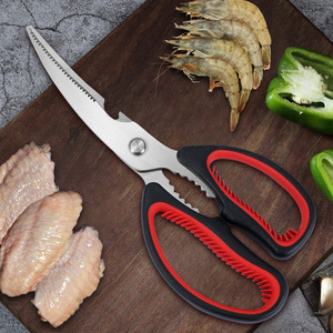 <b>Kitchen</b> <b>Scissor</b> Stainless Steel Red And Black Elbow Shape For Home Use Multi Purpose Meat And Vegetable Cutting - Product Image 1