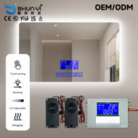 Interrupteur tactile 4 touches pour miroir, 12V/24V 5A, anti-buée, variateur CCT, affichage LCD, heure et température, OEM ODM pour miroir LED - Vente en gros