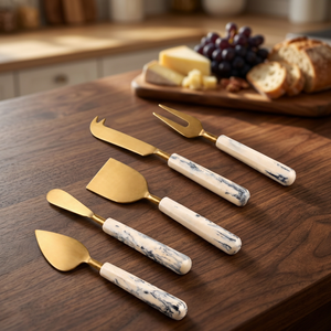 <b>Marble</b> Handle Cheese Knife Set Stainless Steel Cheese <b>Cutter</b> Fork Spreader Serving Tools for Kitchen Party - Product Image 5