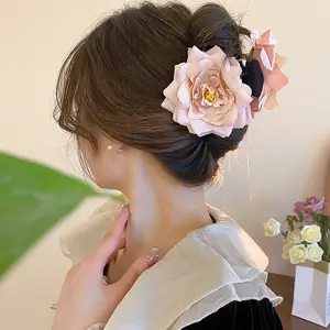 DAIHE 2024 Women Fancy Vintage Withered Rose Flowers Large Hair Claw Clips For Women