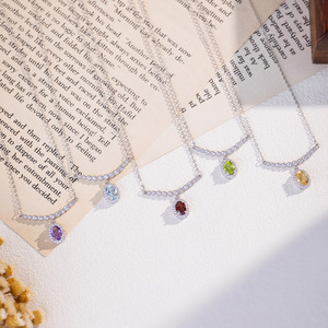 9 Colliers pendentifs ovales en pierre naturelle taillée 5*7mm, très demandés, en argent sterling 925, bijoux en gros, cadeaux pour femmes - Product Image 5
