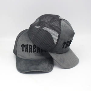 Casquette en daim à 5 panneaux avec logo brodé sur mesure Vente en gros - Product Image 3