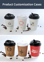 Gobelet en papier à double paroi de 12 oz et 16 oz, gobelet en papier jetable avec couvercle, gobelet en papier pliable avec logo, porte-gobelet papillon