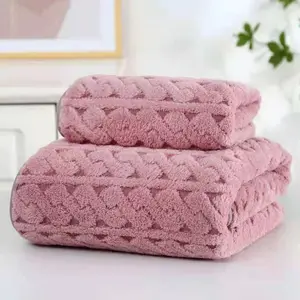 China Factory Coral Velvet Quick Dry Highly Absorbent Jacquard Coral Velvet Microfiber Bath Towel