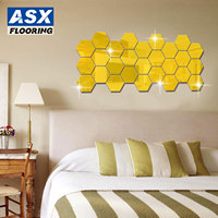 Autocollant mural miroir 3d Diy Diamonds Hexagon Living Room Home Acrylic Mirror Decor Wall Sticker Adhesive