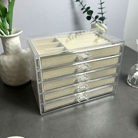 Boîte à bijoux en plastique acrylique pour boucles d'oreilles, colliers et clous d'oreilles, organisateur de rangement anti-poussière de type tiroir, présentoir de bureau transparent pour bagues