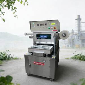 Máquina Selladora de Bandejas Semiautomática con Sistema de Inyección de Gas MAP para Envasado en Atmósfera Modificada, para la Conservación de Alimentos Frescos, Industrial - Product Image 1