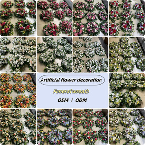 Coronas de Flores de Tela Baratas al por Mayor para Funerales, Corona de Rosas Artificiales Abiertas para Decoración Funeraria de Pascua - Product Image 3