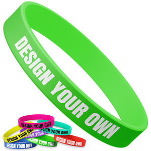 Custom Color Silicone Wristbands for Fundraisers & Promotional Use Waterproof Silk Screen Printed with Imprinted Messages