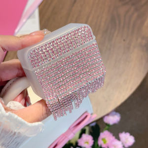 Funda de diamantes con purpurina y borlas a la moda para Apple <span class=keywords><strong>Airpods</strong></span> 1 2 3 4 Pro 2 Bling Girly, funda para auriculares inalámbricos, <span class=keywords><strong>caja</strong></span> de carga - Product Image 4