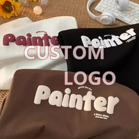 Camiseta Corta de Alta Calidad 100% Algodón Tejido, 400 Gsm, Gruesa, Oversize, Personalizada con Estampado 3D Puff para Hombre