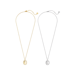 Collier avec pendentif lettre E en diamant 10x15 cm, chaîne en acier argenté doré - Product Image 2