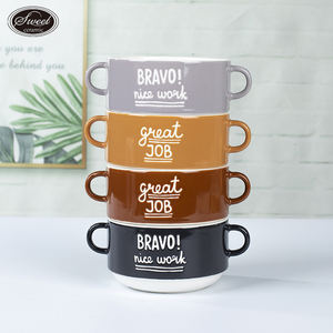 Set di ciotole per zuppa di Ramen Bowl in gres gres impilabili utensili da cucina su misura per la vendita a mano di Noodle in ceramica e ristorante con manico - Product Image 1