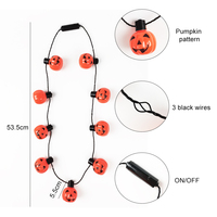Collier Citrouilles Géantes Lumineuses à 9 LED, Accessoire de Costume d'Halloween avec 3 Modes Clignotants pour Fêtes et Cosplay