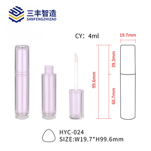 หลอดลิปกลอสทรงกลมสีชมพูพร้อมหลอดด้านนอกใส ภาชนะบรรจุลิปกลอสแบบกำหนดเองได้ บรรจุภัณฑ์เครื่องสำอางพลาสติกเปล่าแบบ ODM - Product Image 3