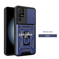 Funda Protectora Multifuncional de Lujo Lichicase, TPU y PC 2 en 1, con Soporte para TCL 40 XE 5G, Ventana Deslizante, Anti-Caídas