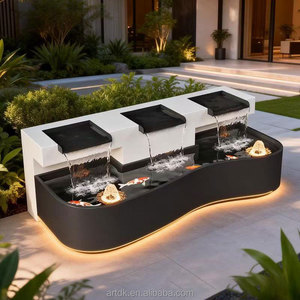 Fontaine d'eau en métal courbée sur mesure, artisanat pour aménagement paysager extérieur <span class=keywords><strong>de</strong></span> villa et <span class=keywords><strong>jardin</strong></span>, cascade décorative en métal - Product Image 2