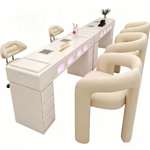 New Creamy Style Nail Art Chair Set with Vacuum Cleaner Luxury Nail Art <b>Table</b> Trendy Marble <b>Manicure</b> <b>Table</b> - Product Image 1