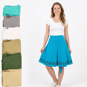 Falda estilo hippie de cáñamo y algodón colorida para mujer, estilo bohemio gitano, tienda mayorista en línea. - Product Image 1