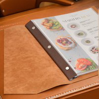 Porte-menu en cuir PU personnalisé A4, style vintage, pour café, bar, restaurant, couverture de menu durable, accessoires pour hôtel et entreprise