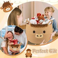 Ensemble de panier de rangement mignon vache pépinière tissé coton corde couverture organisateur de jouets avec poignées d'oreille pour chat et chien tissu matériel