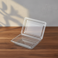 Boîte d'emballage transparente écologique en PET de qualité alimentaire avec couvercle rabattable pour gâteaux et desserts, design rectangulaire