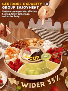 Ensemble de pot à <span class=keywords><strong>fondue</strong></span> au chocolat, machine à <span class=keywords><strong>fondue</strong></span> électrique, capacité de 4 tasses, 4 plateaux, 5 fourchettes, 1 spatule, chauffe-<span class=keywords><strong>fromage</strong></span> - Product Image 5