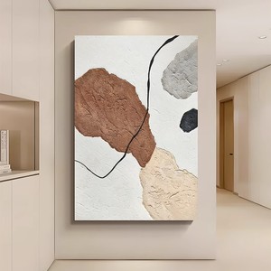 Hand Painted Oil Painting Abstract Art Rectangle Frameless Canvas Art Modern Minimalist Living Room Decor Cream Style Entryway - Product Image 2