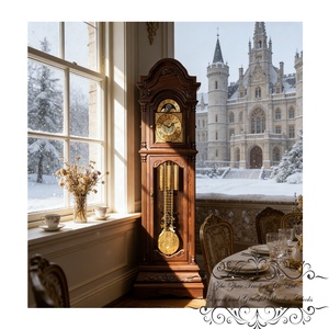 Orologio da Terra in Legno Massello Stile Country Francese, Orologio <span class=keywords><strong>a</strong></span> <span class=keywords><strong>Pendolo</strong></span> Rustico Vintage con Fasi Lunari, 4/4 Suonerie, Meccanico <span class=keywords><strong>Hermle</strong></span> - Product Image 6
